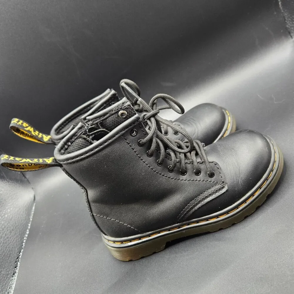 NIB Dr. Martens Kids 1460 Softy T Black Leather Zipper Boots Youth Size 9
